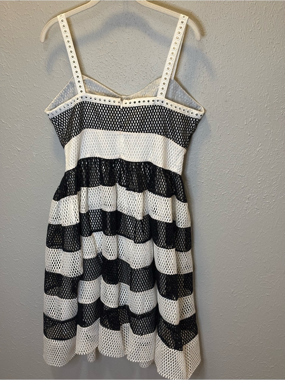 Esley Skater Chic Stripe Lace Flare Dress Summer Wedding Beach Women’s Large - Picture 6 of 9